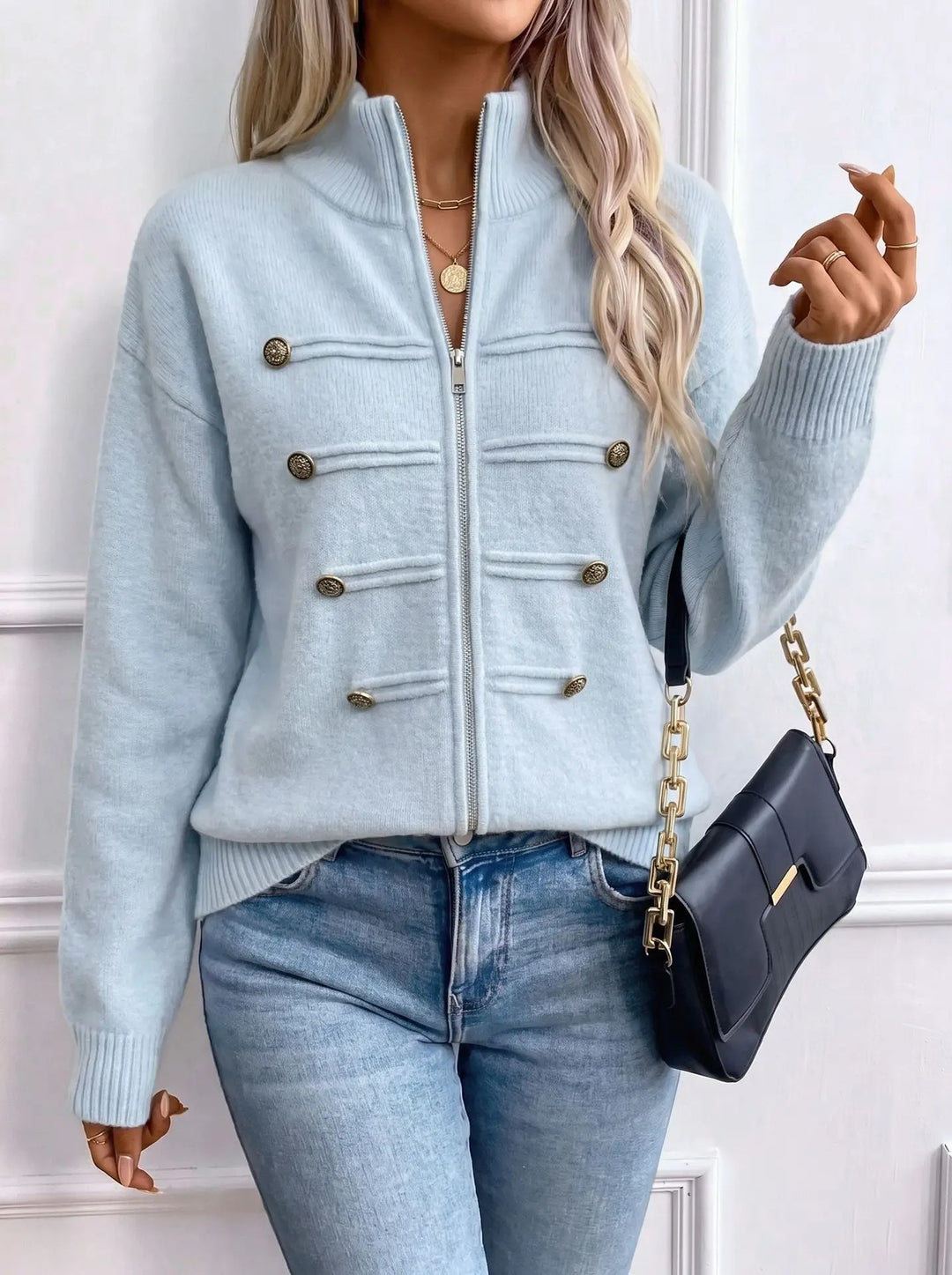 Regiment Button Zip Cardigan