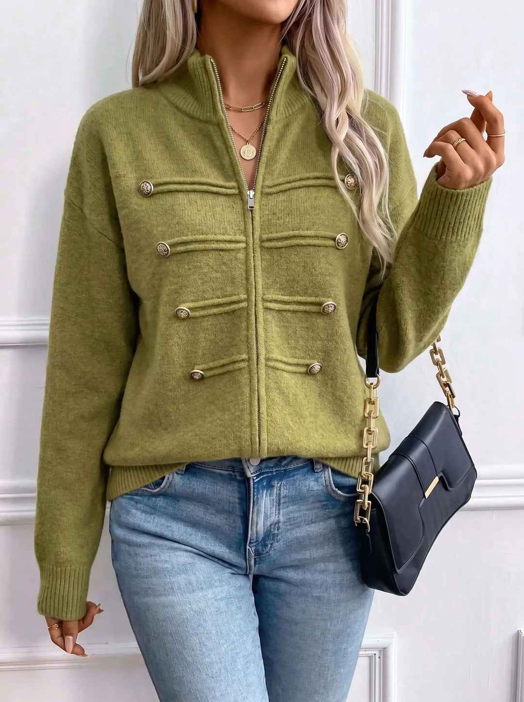 Regiment Button Zip Cardigan