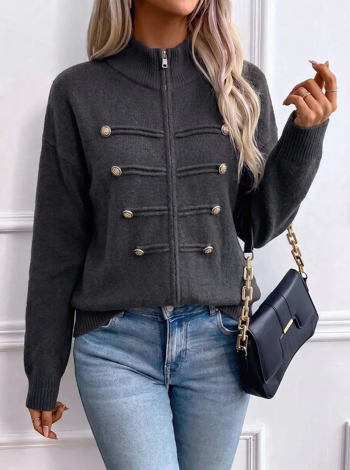 Regiment Button Zip Cardigan