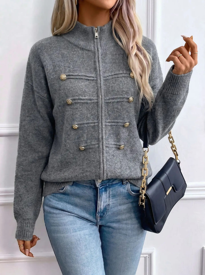 Regiment Button Zip Cardigan