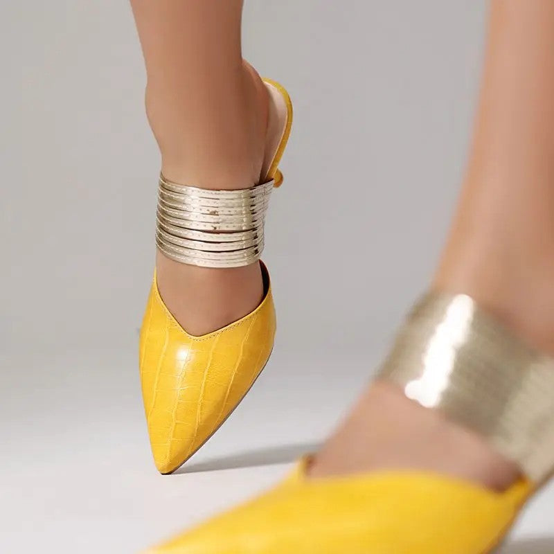 Aurelia Gilded Cuff Mules