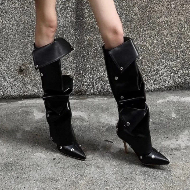 Rivet Slouch Knee Boots
