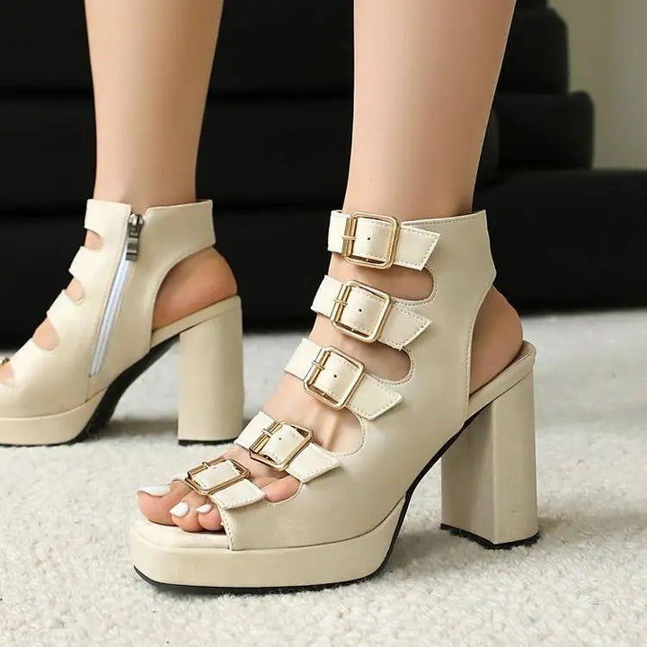 Gladiator Buckle Platform Heels