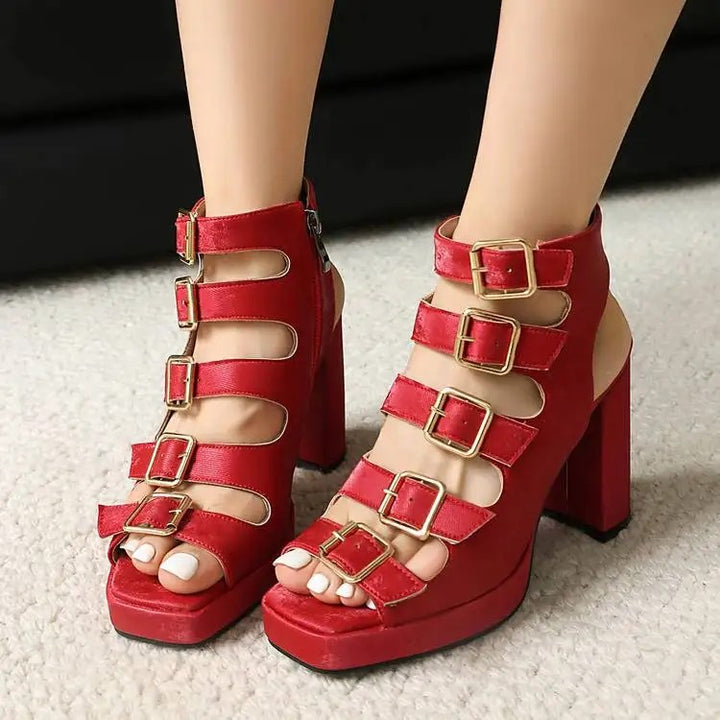 Gladiator Buckle Platform Heels