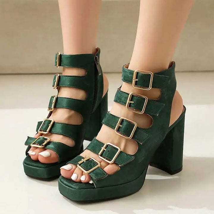 Gladiator Buckle Platform Heels