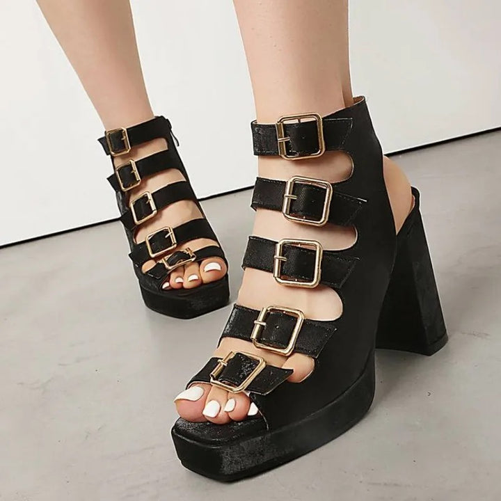 Gladiator Buckle Platform Heels