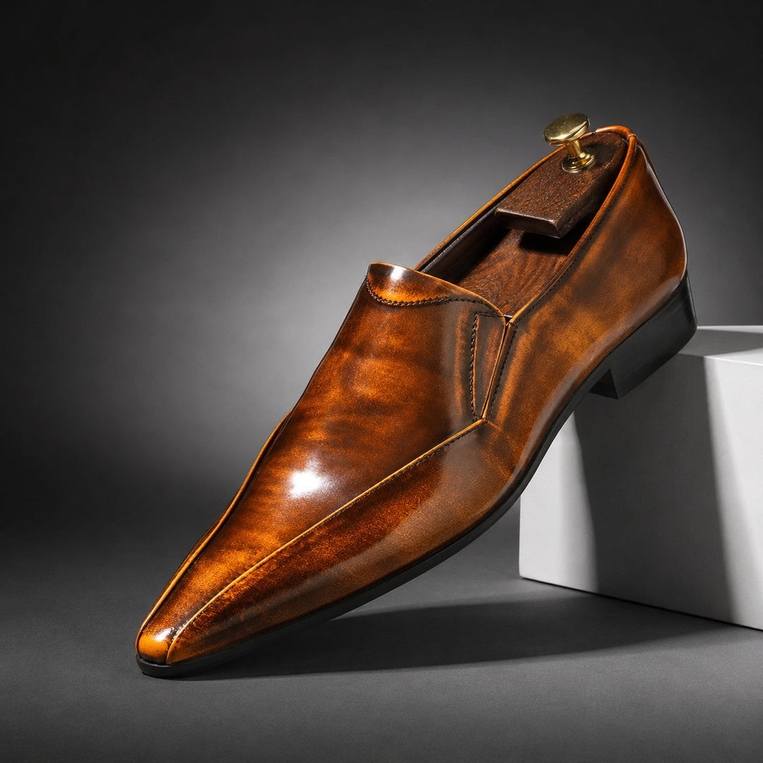 Aguzzo Pointed Slip-On Loafers — ce_angle_01