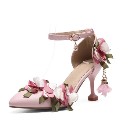 Bridal Bloom Ankle-Strap Heels