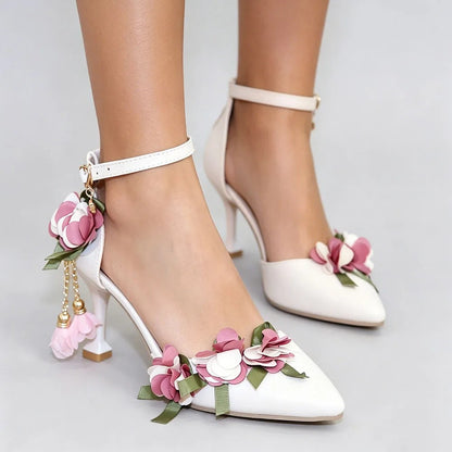 Bridal Bloom Ankle-Strap Heels