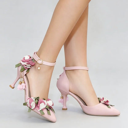 Bridal Bloom Ankle-Strap Heels