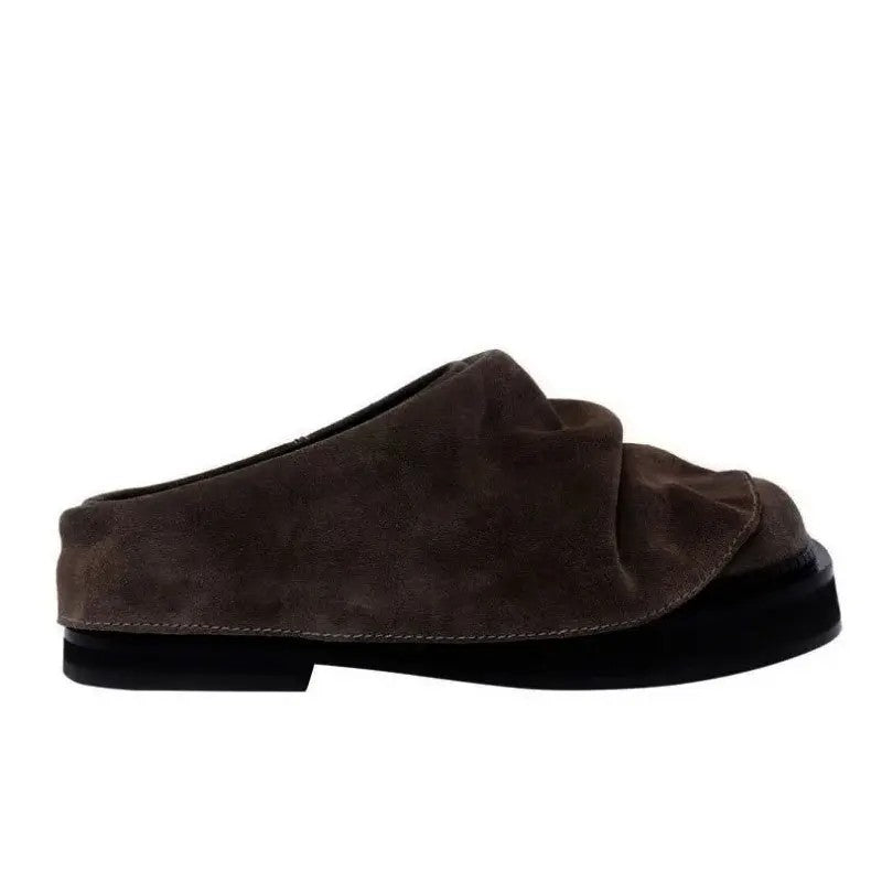 Pleatfold Suede Mules