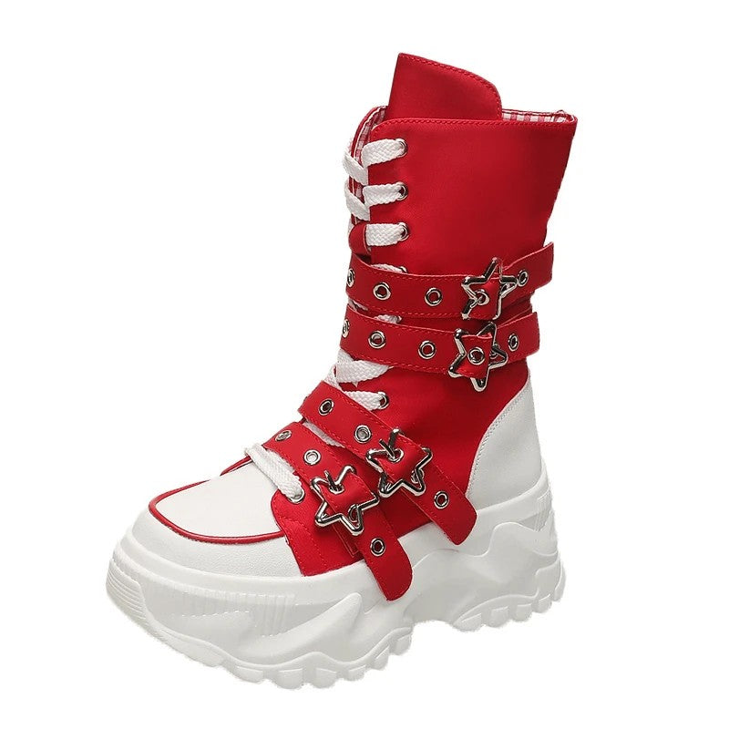 Nova Star-Buckle Platform Boots