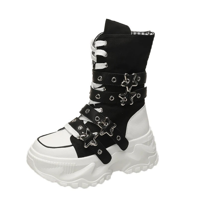 Nova Star-Buckle Platform Boots