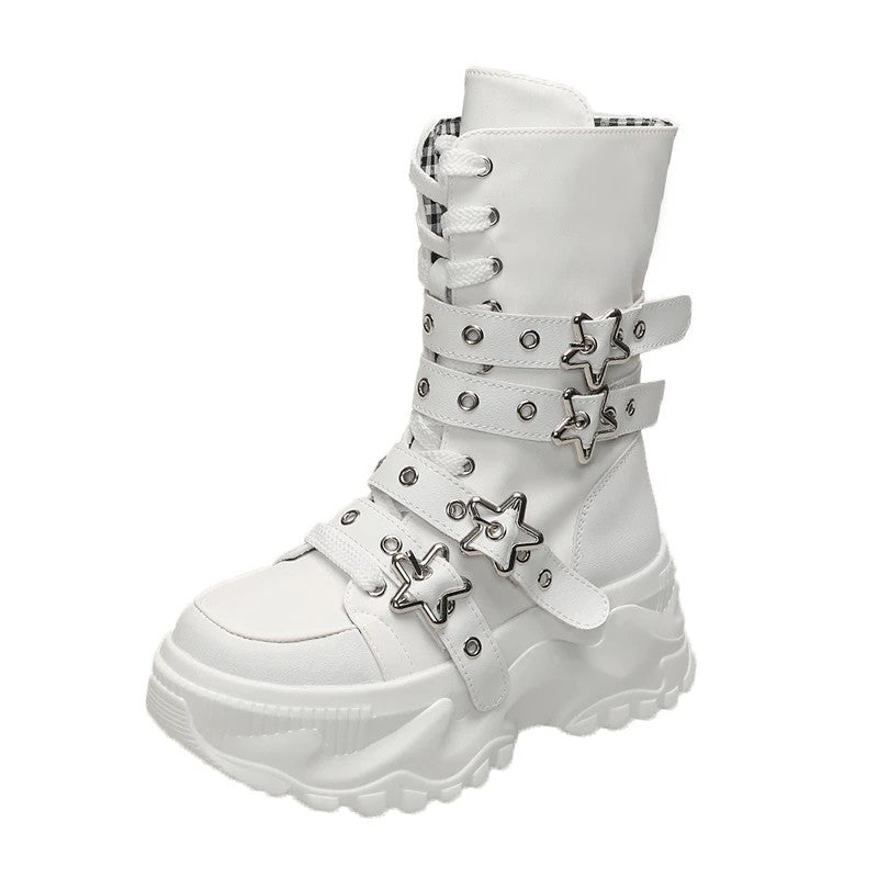 Nova Star-Buckle Platform Boots