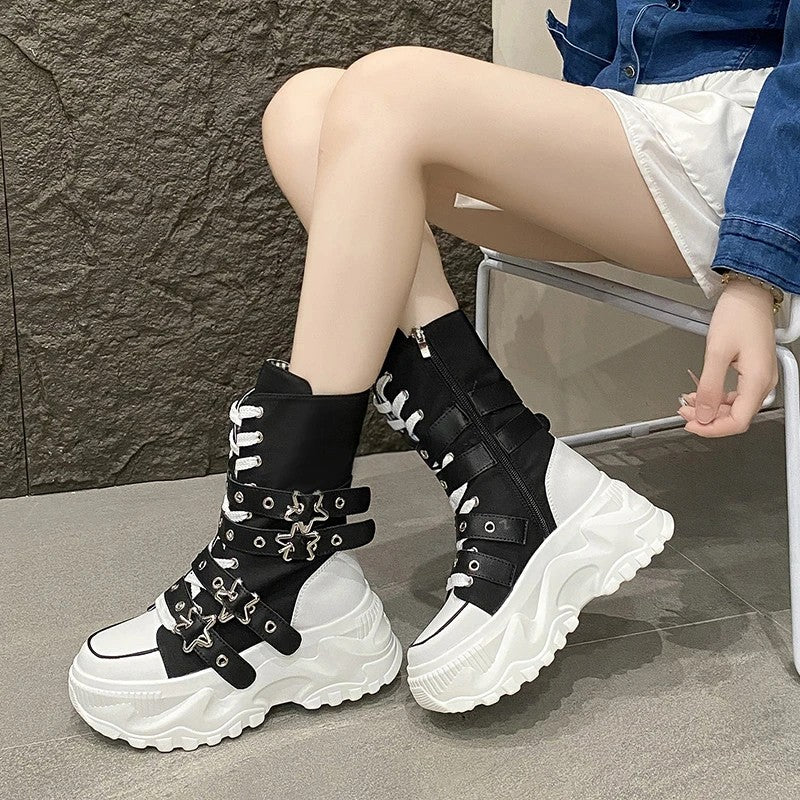 Nova Star-Buckle Platform Boots