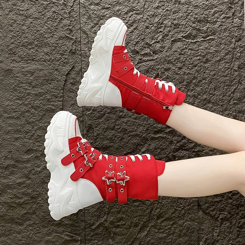 Nova Star-Buckle Platform Boots