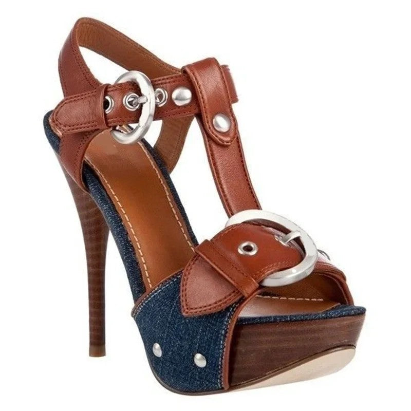Equestra Buckle Platform Sandals