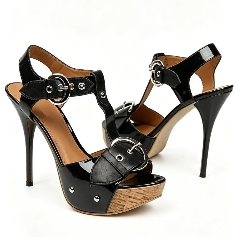 Equestra Buckle Platform Sandals