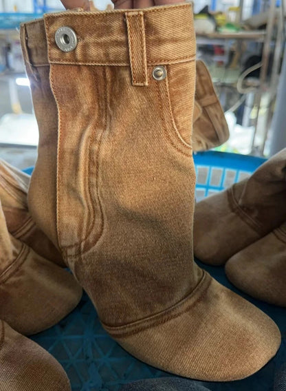 Rivetta Denim Ankle Boots