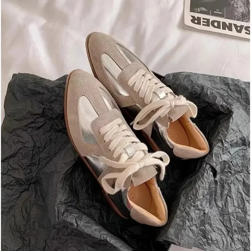 Patchwork Pointed Trainers