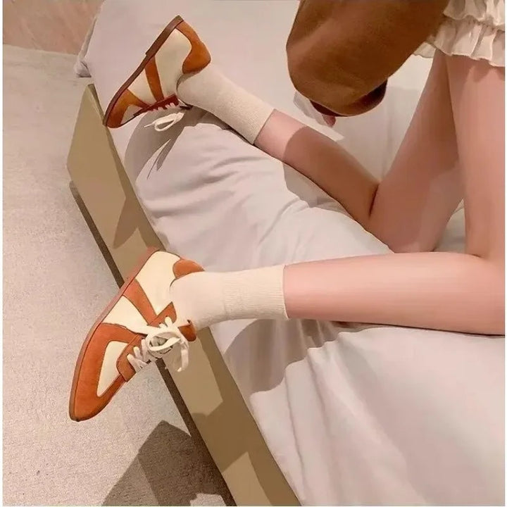 Patchwork Pointed Trainers