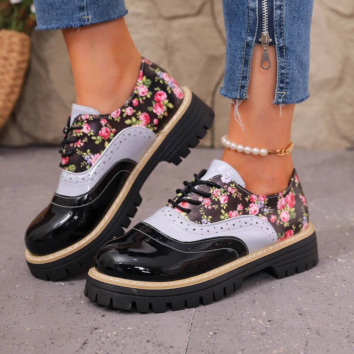 Rosalind Floral Brogue Platforms