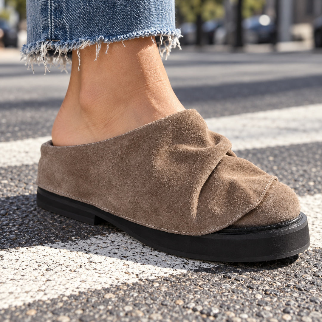 Pleatfold Suede Mules — ce_brooklyn_s2_01