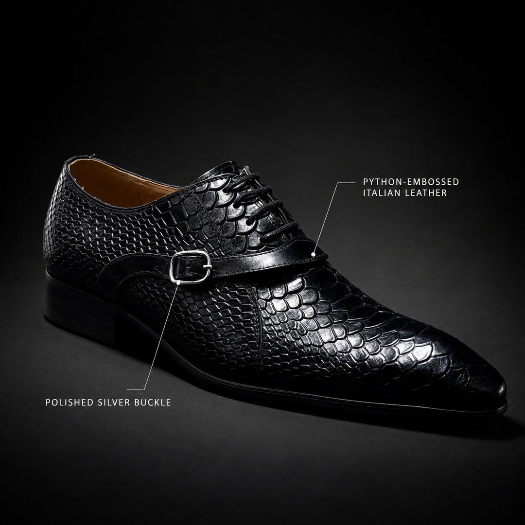Serpente Python-Embossed Monk Shoes — ce_metastatic_03