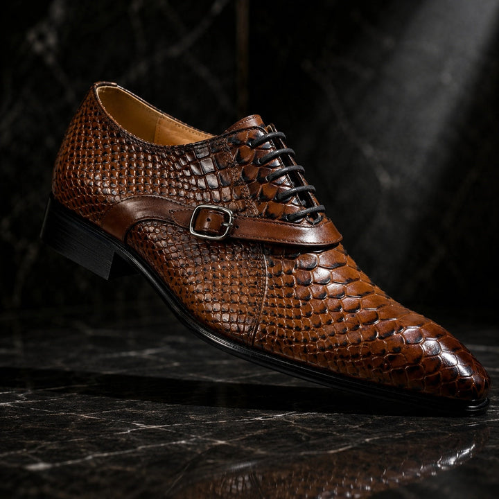 Serpente Python-Embossed Monk Shoes — ce_metastatic_04