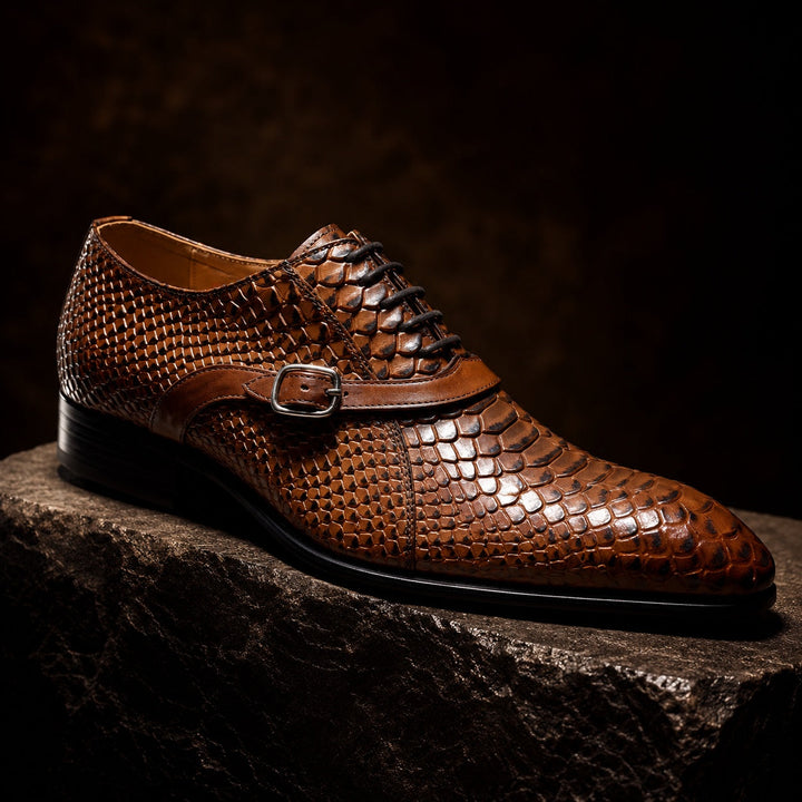 Serpente Python-Embossed Monk Shoes — ce_metastatic_06
