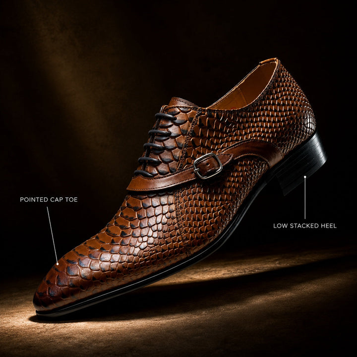 Serpente Python-Embossed Monk Shoes — ce_metastatic_08